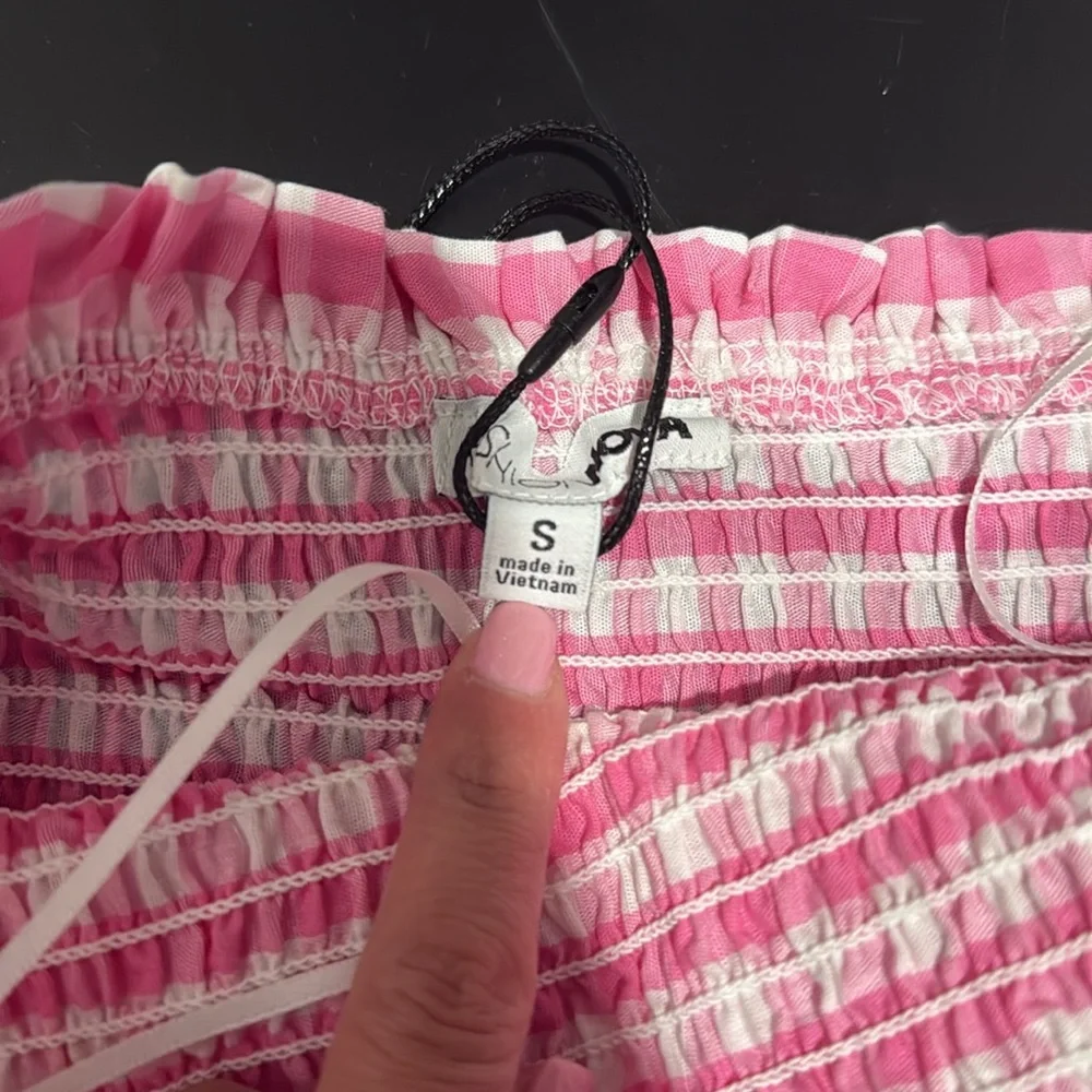 Gingham Pink Mini Dress - Picture 3 of 5